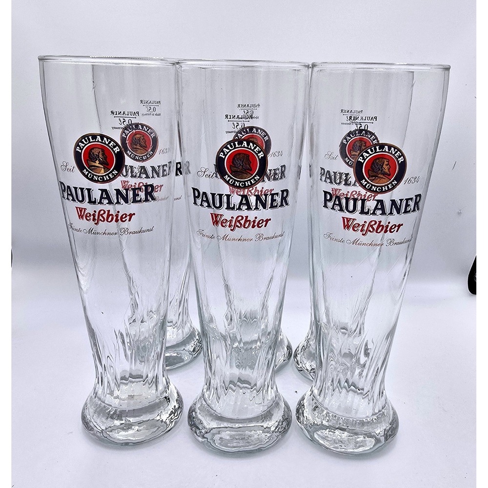 Authentic Paulaner Munchen Weissbier Beer Glasses 0.5L Made in Germany Set of 6